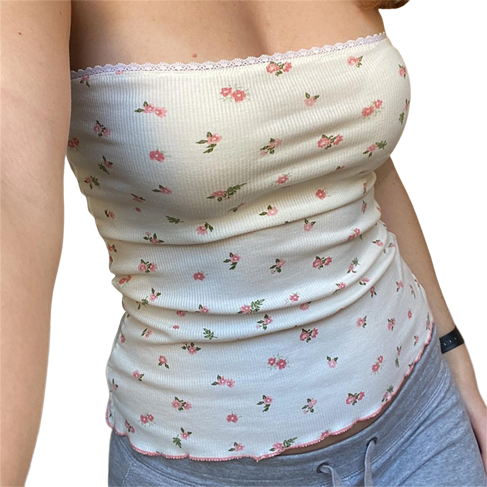 Strapless Bra Backless - 女性カジュアルチューブトップ、ストラップレスバックレスフラワープリントサマーレディースベスト、クラブパーティー用
