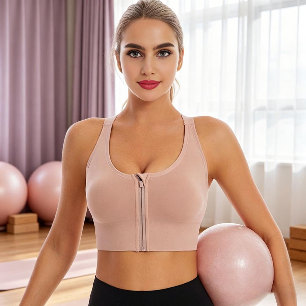 Sports Bra High Impact - 女性用ハイインパクトスポーツブラ ジップフロント レーサーバック ワイヤレス ジム ランニング