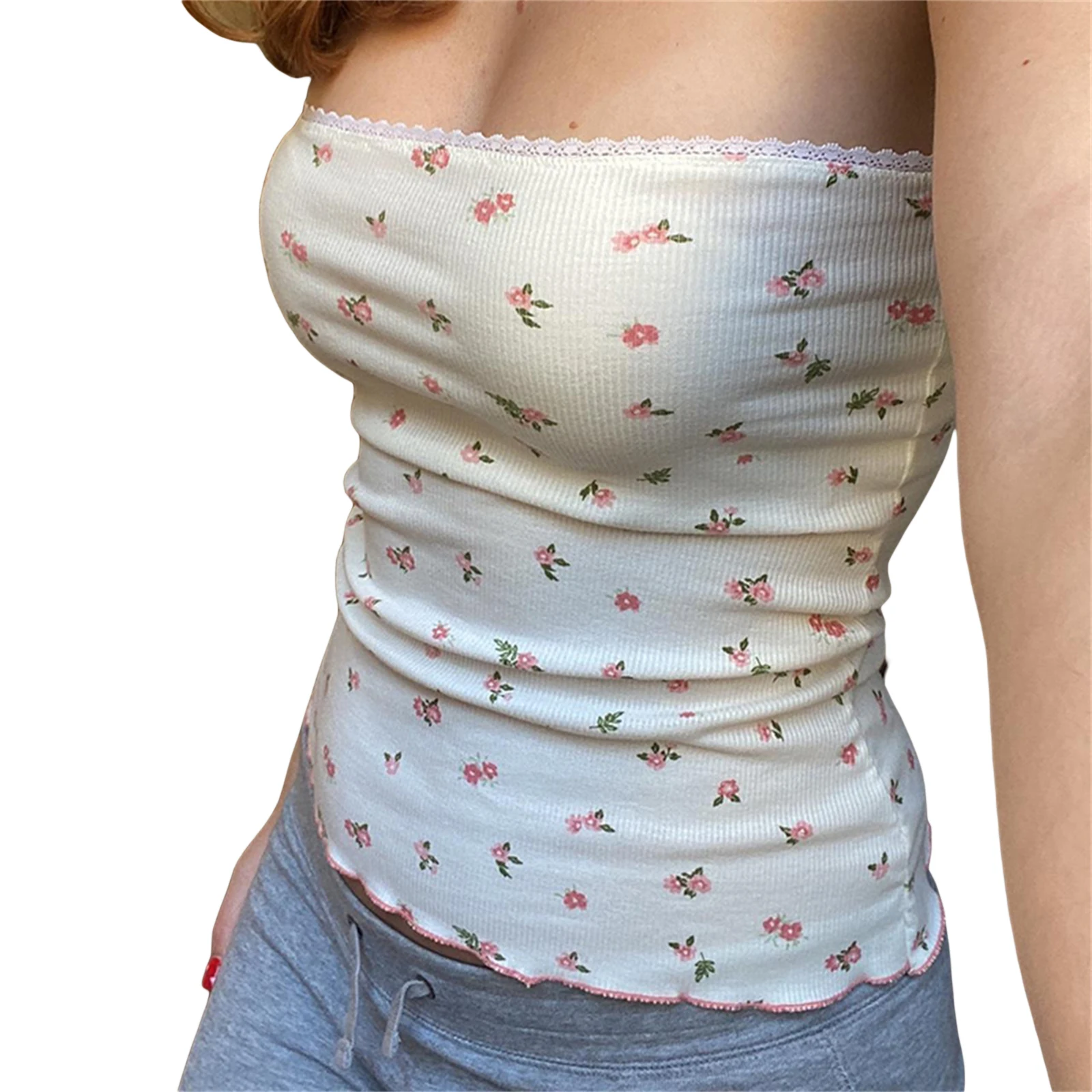 女性カジュアルチューブトップ、ストラップレスバックレスフラワ - Strapless Bra Backless のレビューと価格