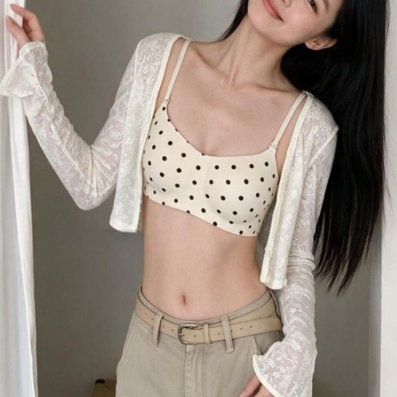 女性用ポルカドット柄ワイヤレスシームレスブラレット、プッシュ - Bralette Wireless Soft のレビューと価格