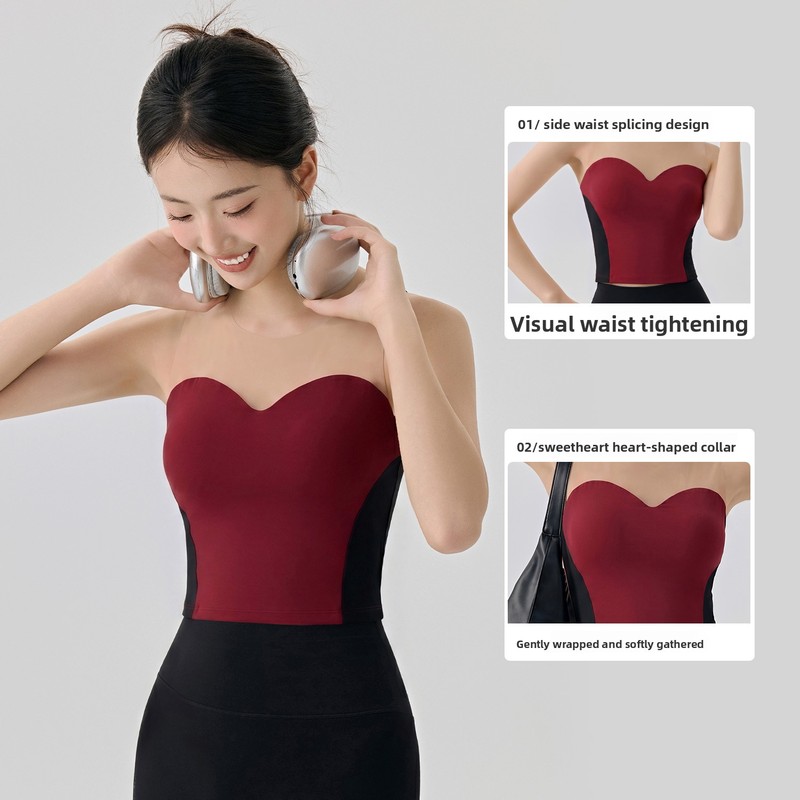 女性用ストラップレスヨガトップ内蔵ブラジャーメッシュシースル - Strapless Bra Backless のレビューと価格