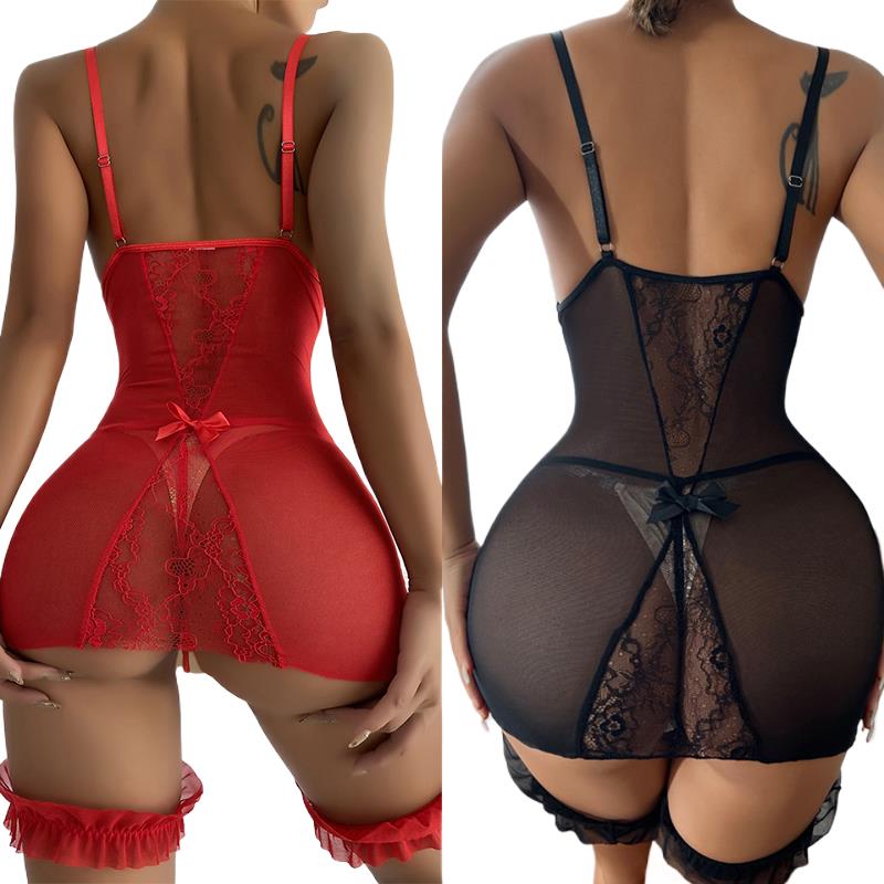 女性のための透明なVネックストラップレスナイトドレス,ひもセ - Babydoll Chemise Night のレビューと価格